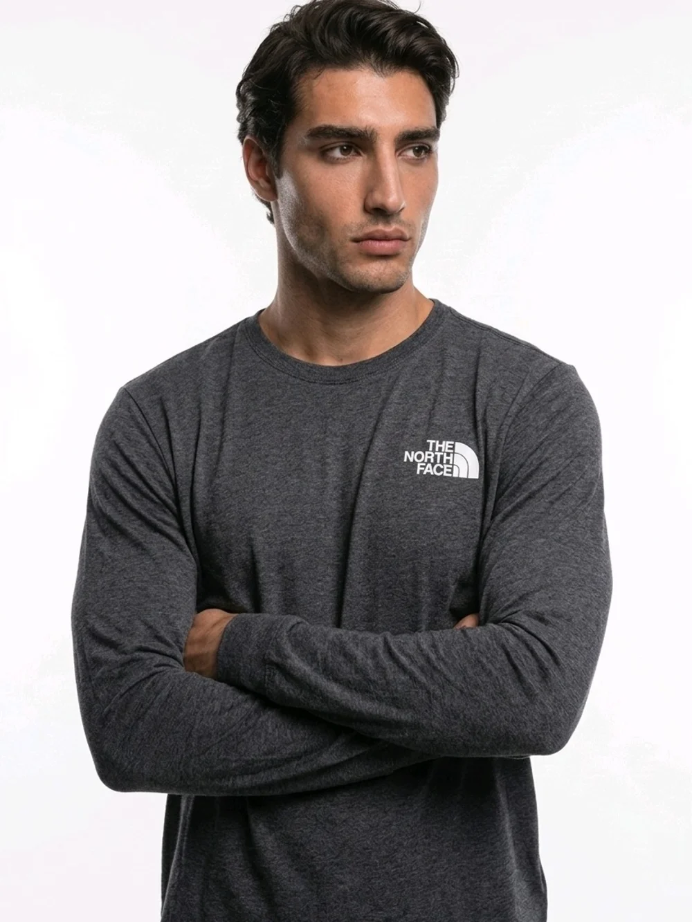 The North Face Men's Long-Sleeve Logo Tee — Charcoal Gray NWT LG